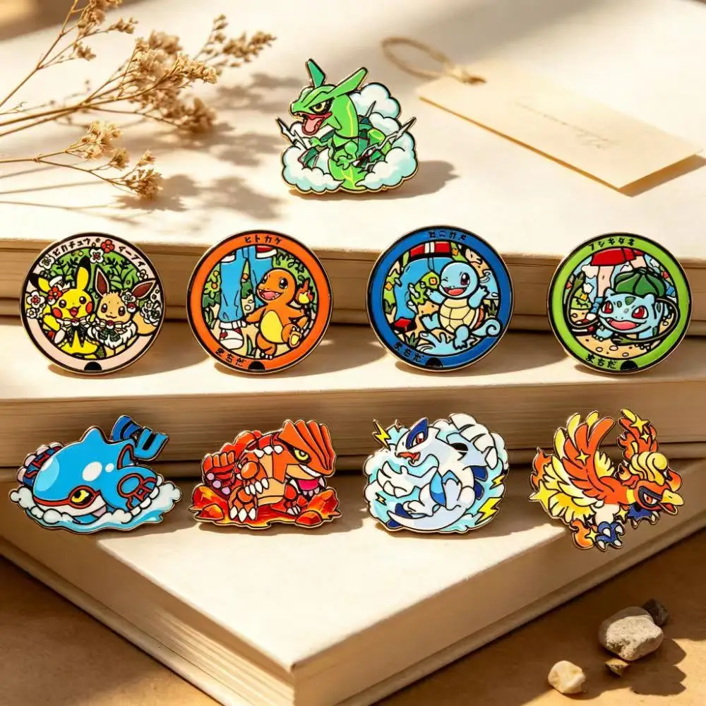 9-teiliges Set bunter Anime-Monster-Emaille-Anstecknadeln, niedliche Cartoon-Metallbroschen für Rucksäcke, Kleidung, Fangeschenke für Fans – Detail 1