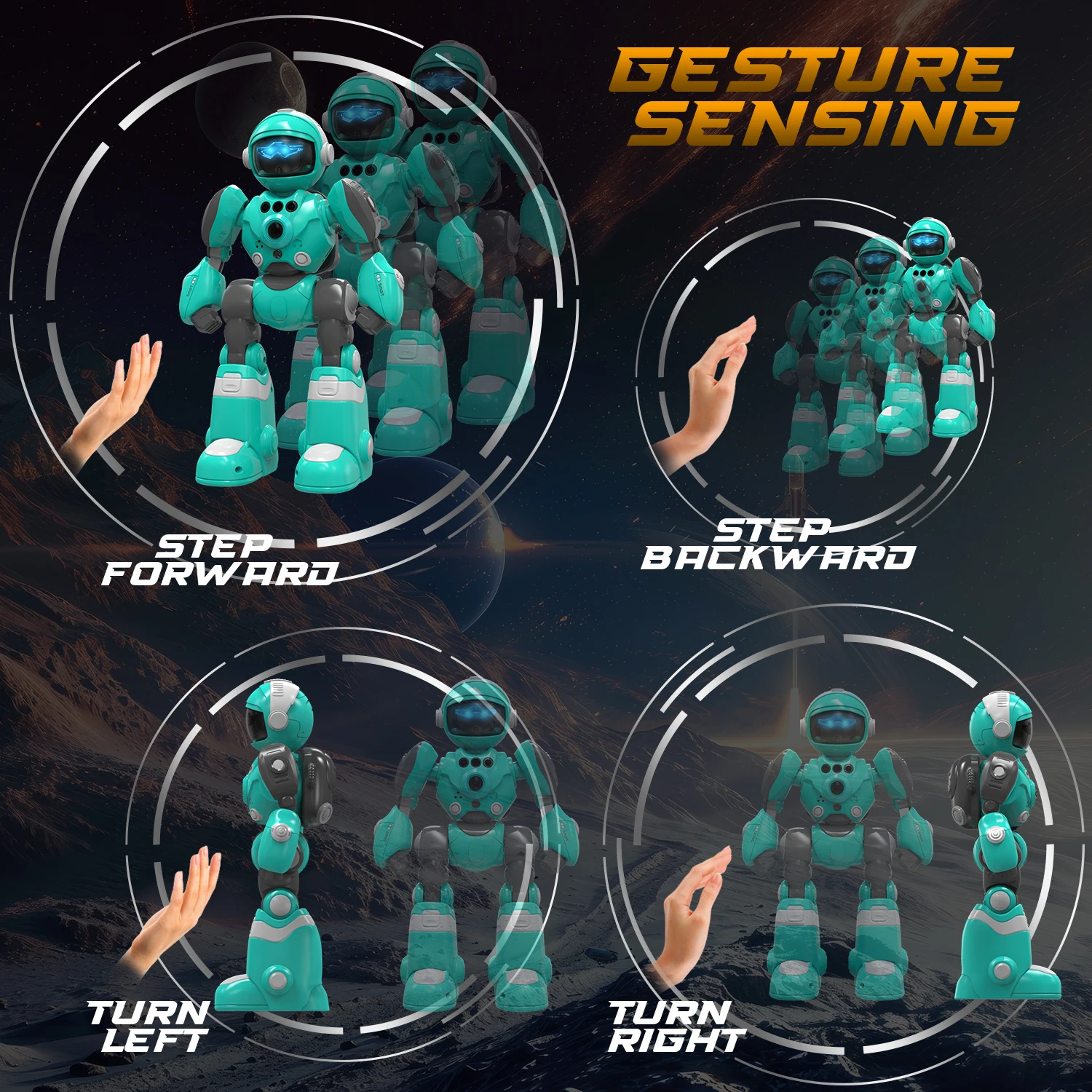 STEMTRON Robot Giocattoli per Bambini Robot telecomandato programmabile con funzione vocale di registrazione magica, rilevamento intelligente dei gesti