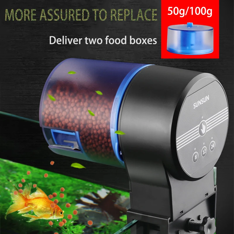 SunSun Automatic Feeder Fish Aquarium Goldfish Smart Timing Auto Fish Feeder Timer Food Feeding 8/12/24 Hours Timer Feeding