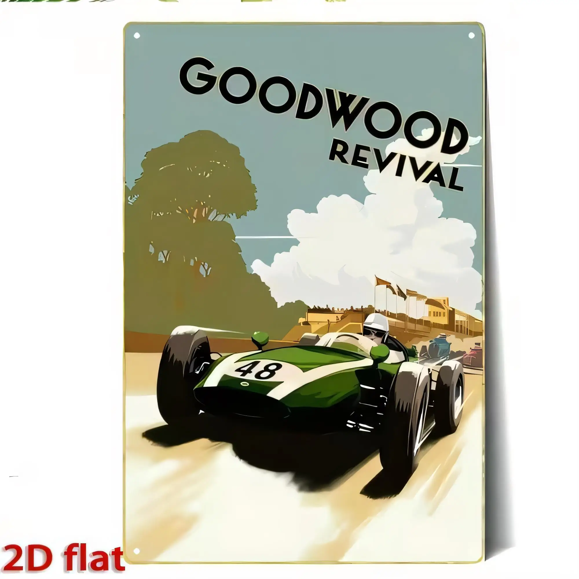 Tin Sign Goodwood Revival Vintage Race Car Poster Plaque  Metal Wall Art for Garage Man Cave Bar Home Decor Retro Racing Adverti