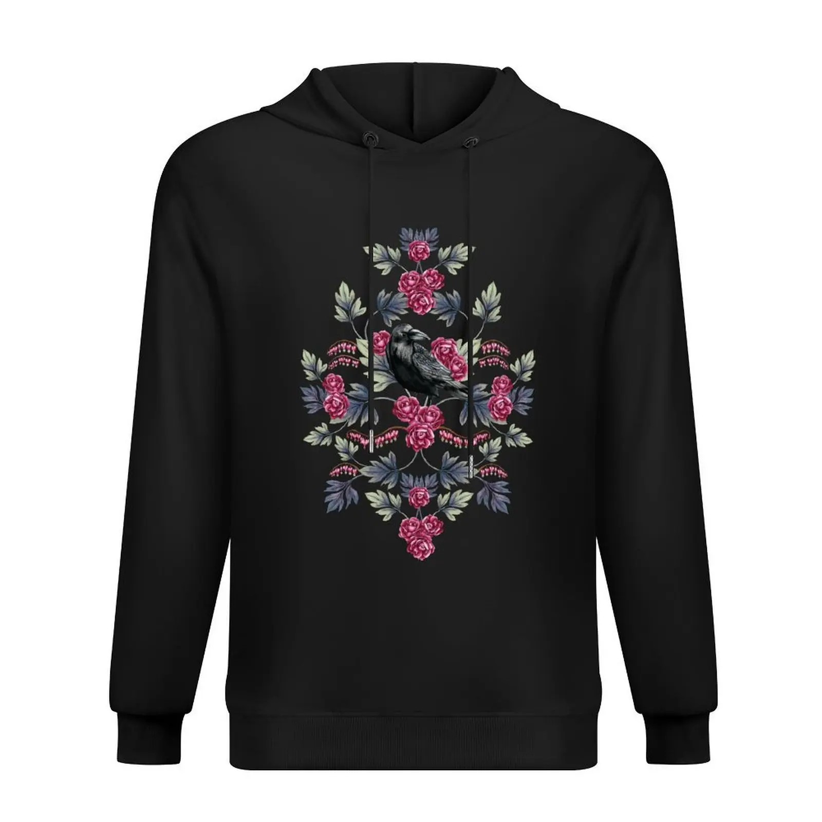 

Crow, Bleeding Heart & Roses Floral/Botanical Pattern Hoodie mens designer clothes men clothing men wear hoodie for men