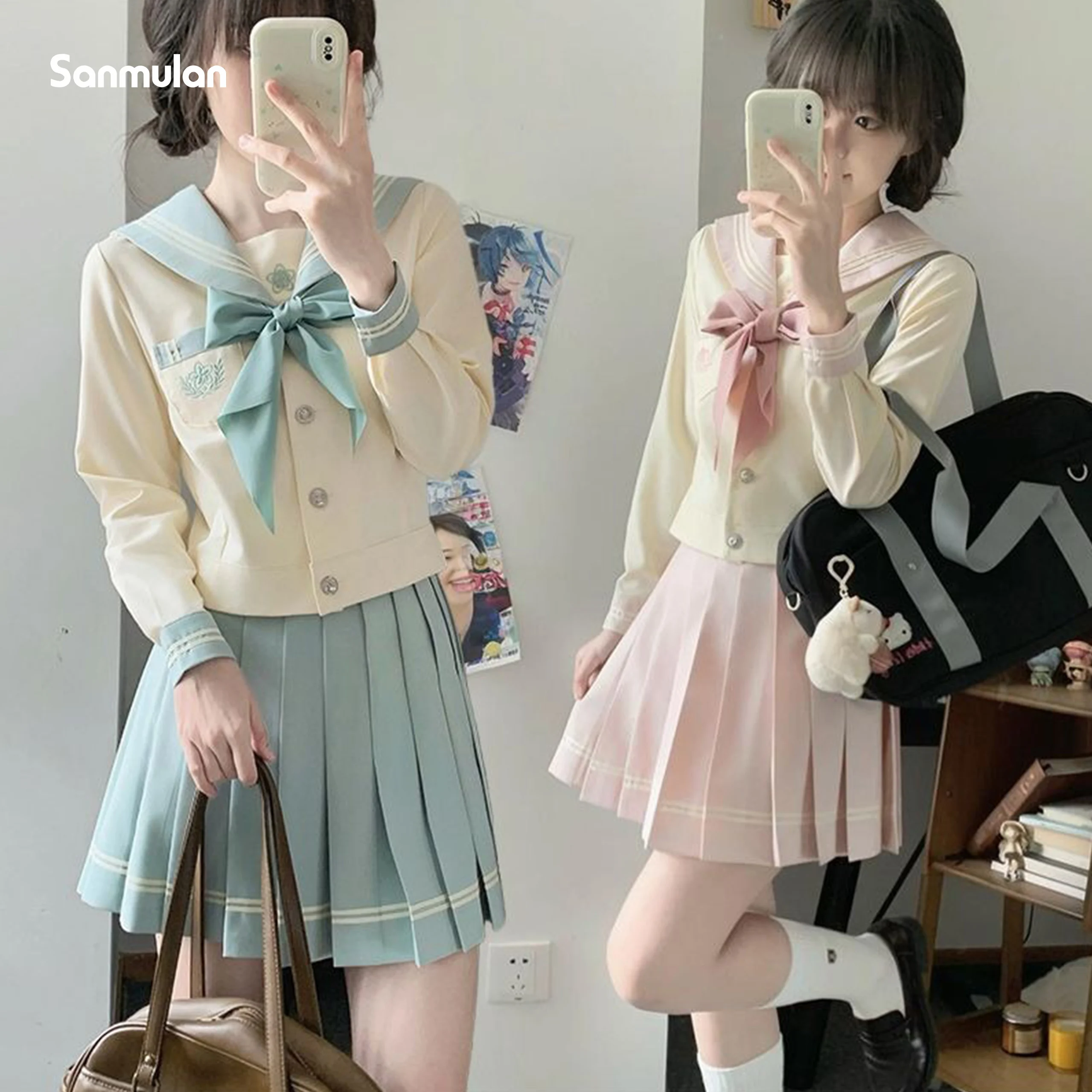 Genuine Japanese College Style Uniform Suit Female Basic Waist Top JK Uniform Sailor Suit Performance Costume Role Play Student