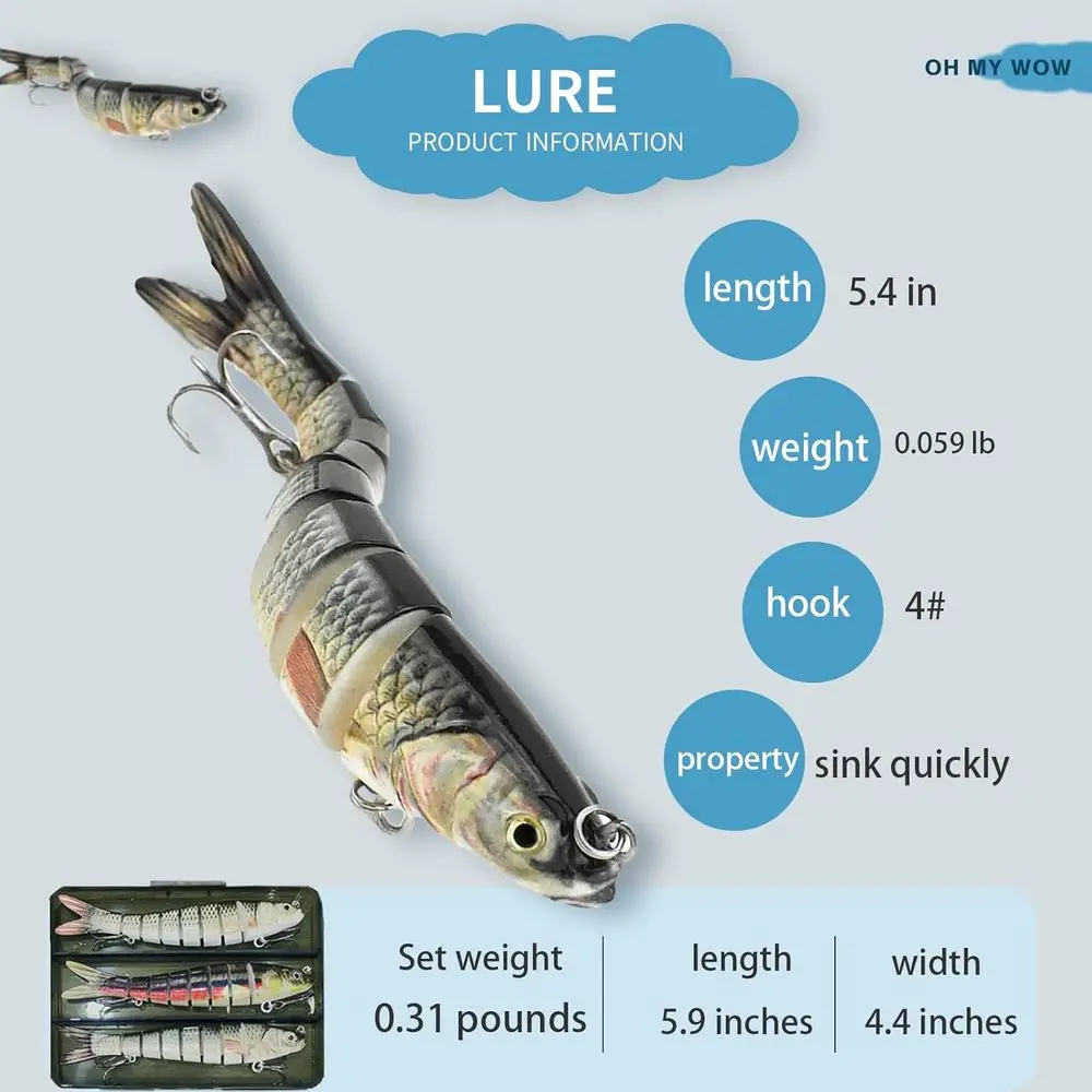 

Комплект из 3 кривошипных приманок для морской и пресноводной рыбалки: медленно раковины, скольжения, плавательных приманок для форели, окуня, краппи, судака, щуки, синего цвета