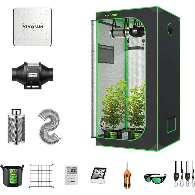 

Grow Tent Complete System, Grow Tent Kit comes with grow lights, inline fan carbon filter and ducting combo