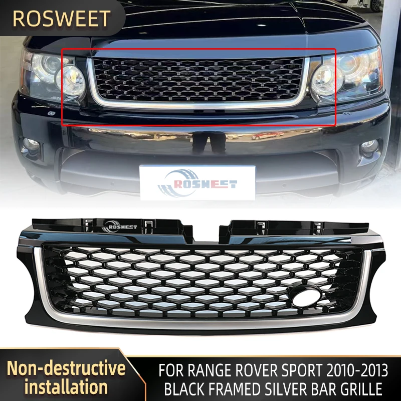 

Racing Grille For Range Rover Sport L320 2010-2013 Black Silver Auto Parts Front Bumper Grille