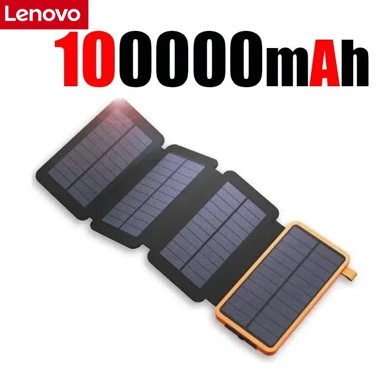Lenovo 500000mAh Solar Powerbank 120W Grote Capaciteit Supersnel Opladen Externe Batterij met Zaklamp voor iPhone Huawei 2026