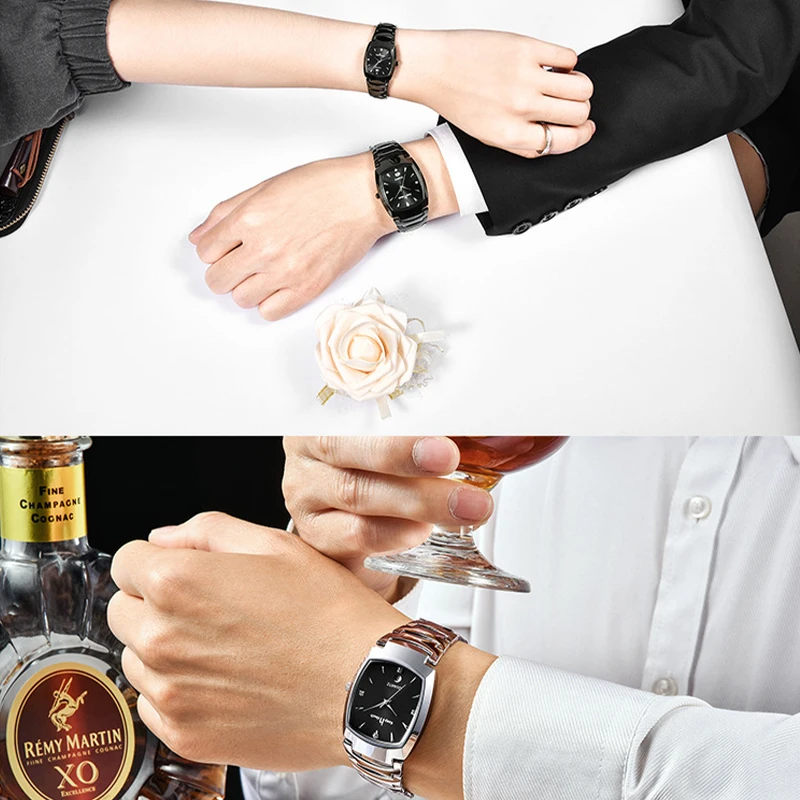 ساعات الموضة للرجال والنساء تاريخ التقويم على مدار الساعة الأزواج ساعات المعصم الأعمال الكوارتز زوجين مجموعات الساعات الهدايا