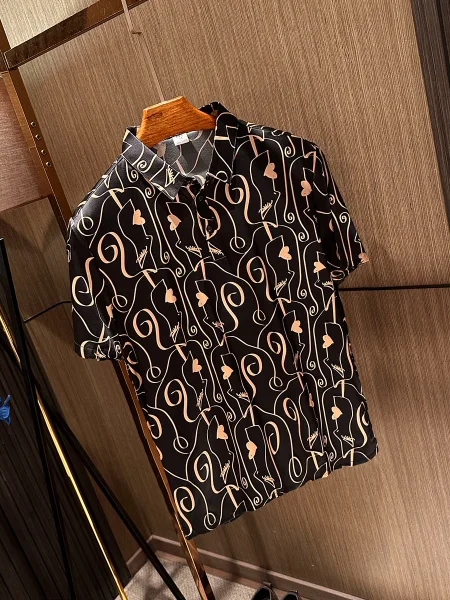 High Quality Silk Men's  Shirt Short Sleeve Turn-down Collar T-shirt Breathable Comfortable Business Casual Style Spring ...