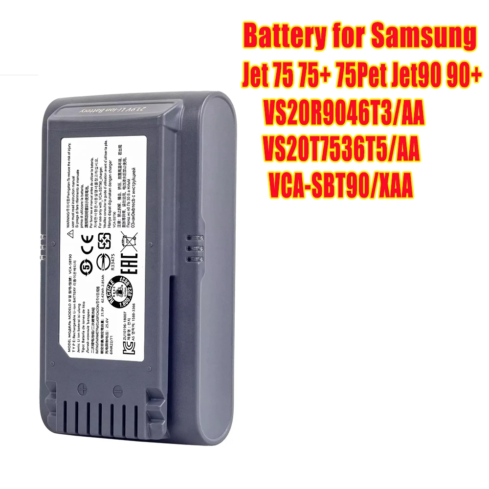 Baterai Li-ion 21.6V 3500mAh untuk Samsung penyedot debu Jet 90/Jet 75 Pet/Jet 75 vakum stik tanpa kabel VCA-SBT90/XAA