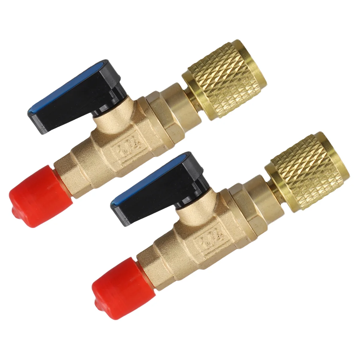 2PC Refrigerant Compact Ball Valve Adapter 1/4in SAE 5/16in SAE for R410A R134A R12 R22 AC HVAC for Hoses AC Refrigerant