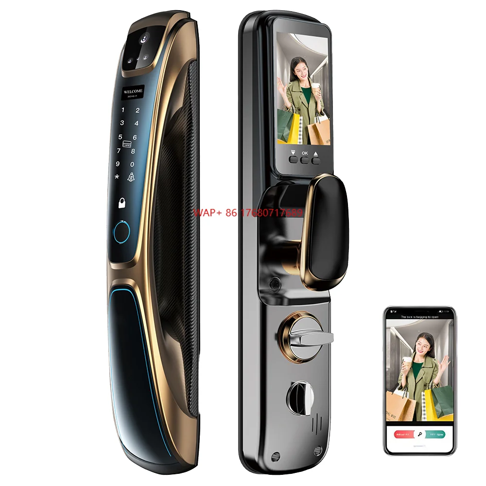 

Automatic Fingerprint Electronic Digital 3D Face Recognition Cards Keys Aluminum Alloy Cloud Smart Door Lock Wi-Fi Home