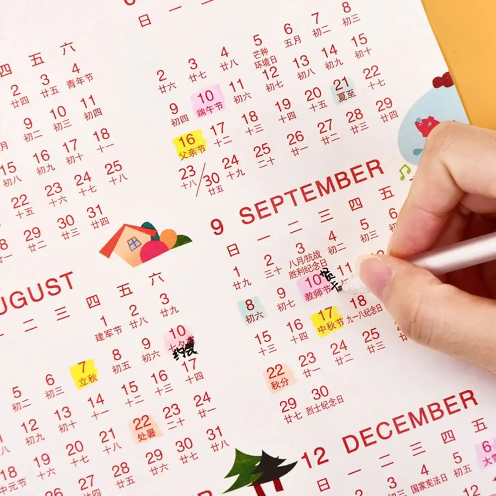 Belajar rencana kerja 2024 Tahun Baru kalender kertas Agenda tahunan perencana jadwal A3 A4 kalender kertas perencana waktu daftar tugas