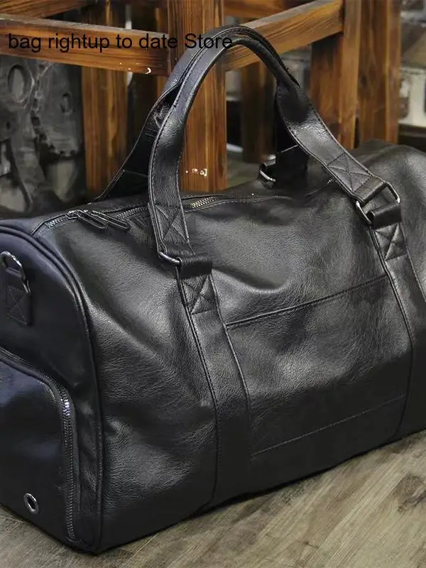 Genuine Leather Business Travel Commuter Gymnasium Yoga Sports Large Capacity Handbag Bag Men