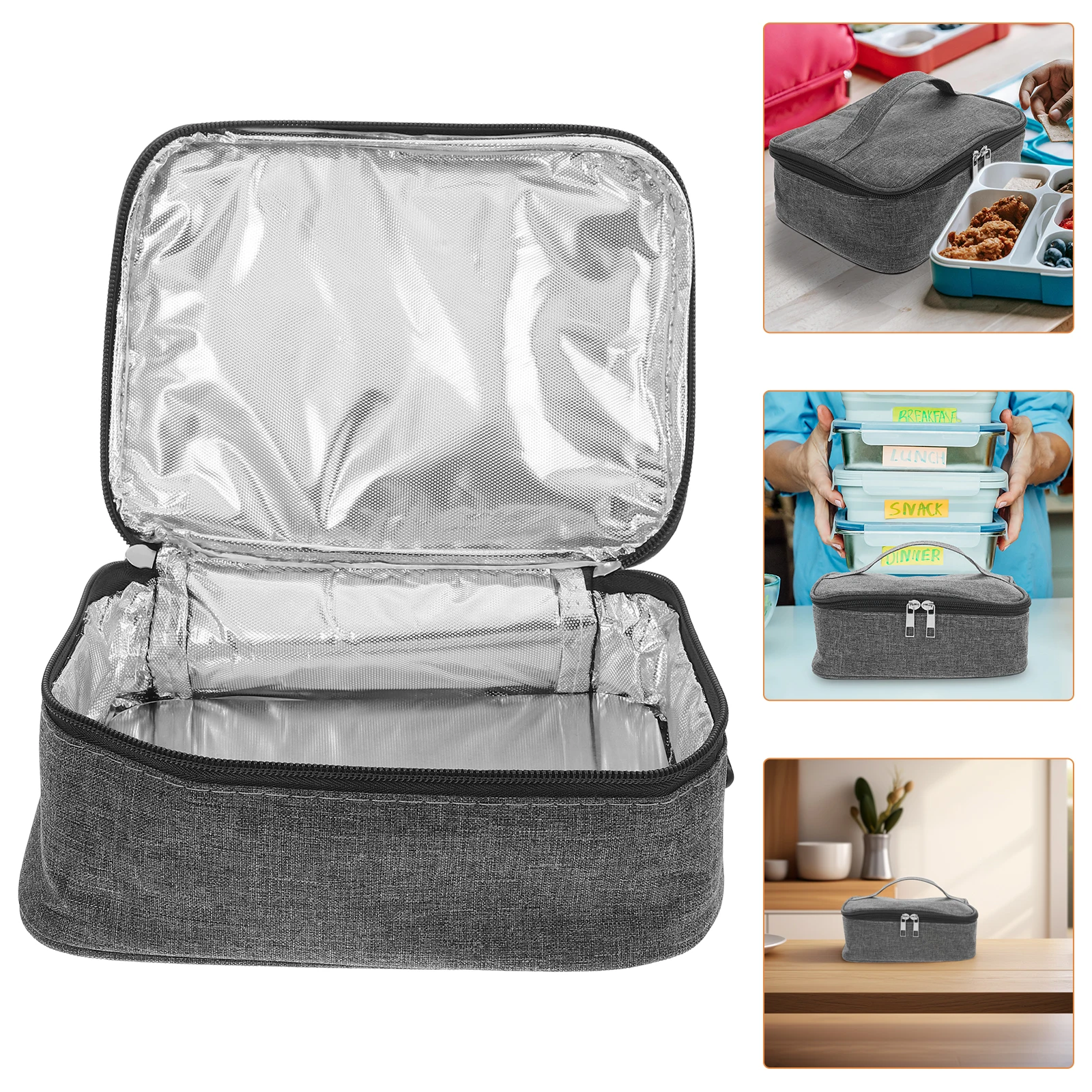 

Portable Bento Bag Reusable Heating Food Bag Multi-Function Lunch Tote With Aluminum Foil Wear-Resistant Outdoor Handheld Daily