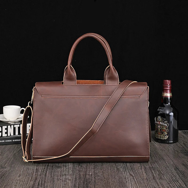 Business Men Handbag Relaxation Style Laptop Bag One Shoulder Briefcase Multifunction Bags Handbags Leather New For Male