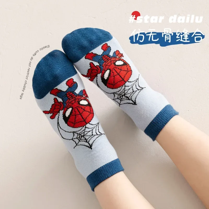 5 Pairs Cotton Children's Socks Anime kids Boys Short Socks Cartoon Baby Spring Summer Short Socks Size 1-12 Years