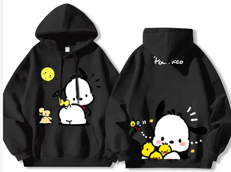 Bluza z kapturem MINISO Pochacco Męska Damska Modna Casualowa Fajny Pulower Harajuku Streetwear Bluzy Sportowe