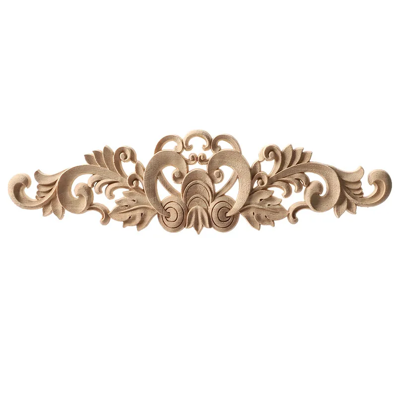 Floral Wood Carved Wooden Figurines Crafts Corner Appliques Frame Wall Door Furniture Wood Carving Sculptures Decorative