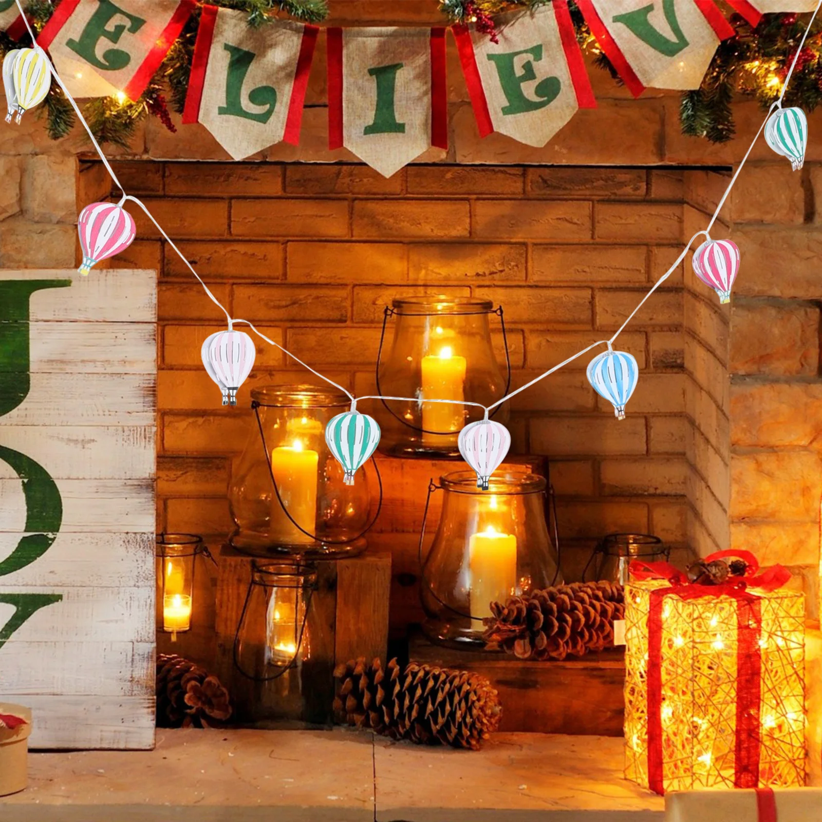 منطاد الهواء الساخن سلسلة أضواء LED تعمل أضواء داخلية مزخرفة لغرفة النوم وحفلات الزفاف والإضاءة المعلقة #6