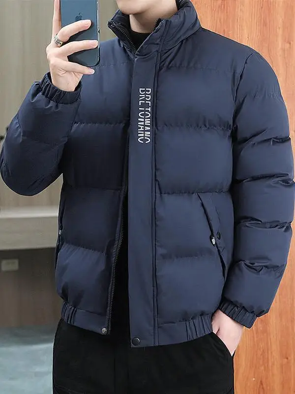 

Мужская зимняя хлопковая куртка с воротником-стойкой Or Bread Sle Faionable Верхняя одежда Молодежная городская длинная куртка-стойка...