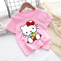 Hello Kitty Kawaii, 3-14 years old, children's fashionable girl clothing, summer boy clothing, children's T-shirt  tops