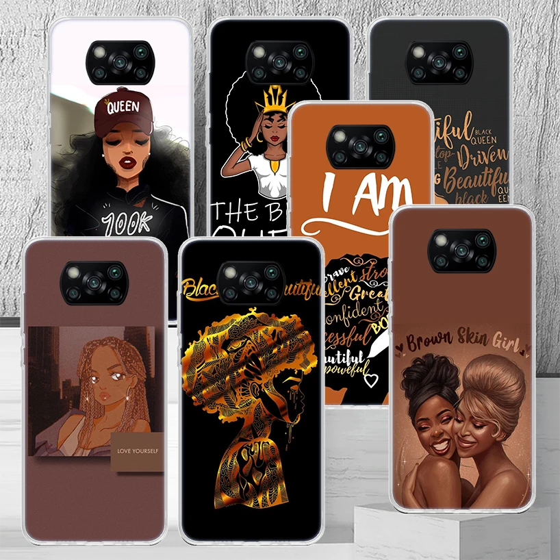 Black Girl Queen Melanin Poppin Phone Case Cover For Xiaomi Poco X3 Nfc X4 GT X5 Pro M5S M3 M4 M2 F3 F2 F1 Note 10 A3 A2 Lite So