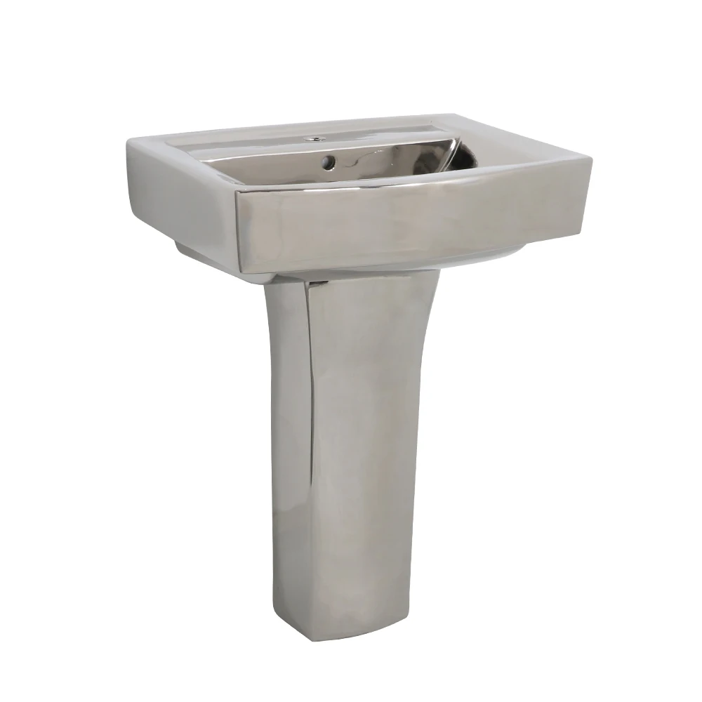 modern sanitary ware ceramic base sink silver rectangular base wash basin toilet hotel floor-to-ceiling sink