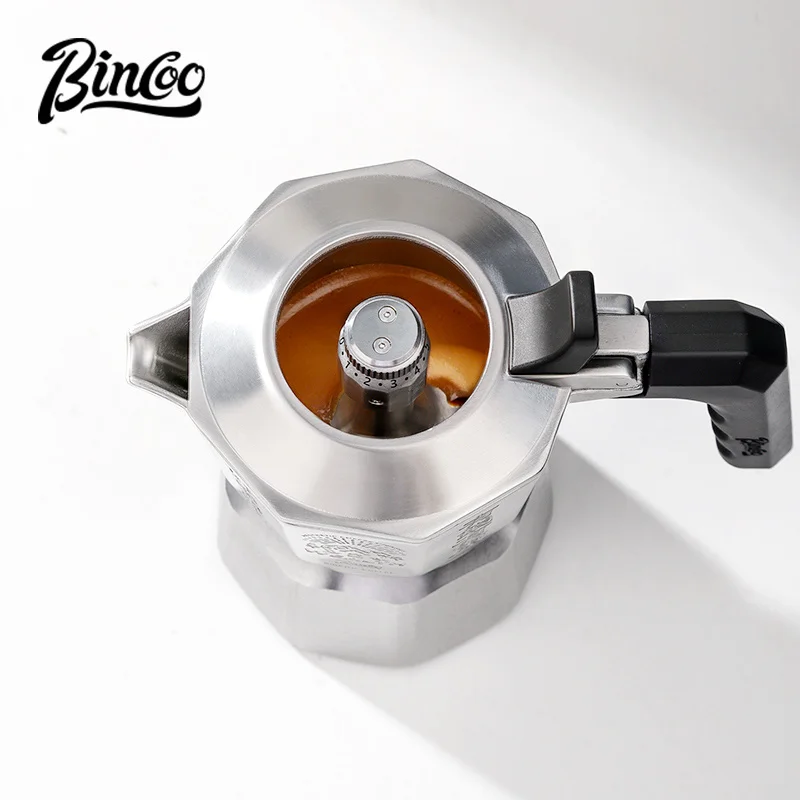 Bincoo Stainless Steel 3-Valve Moka Pot – Adjustable External Pressure-Boosting Valve  Home Coffee Maker  AccessoryHome Stovetop