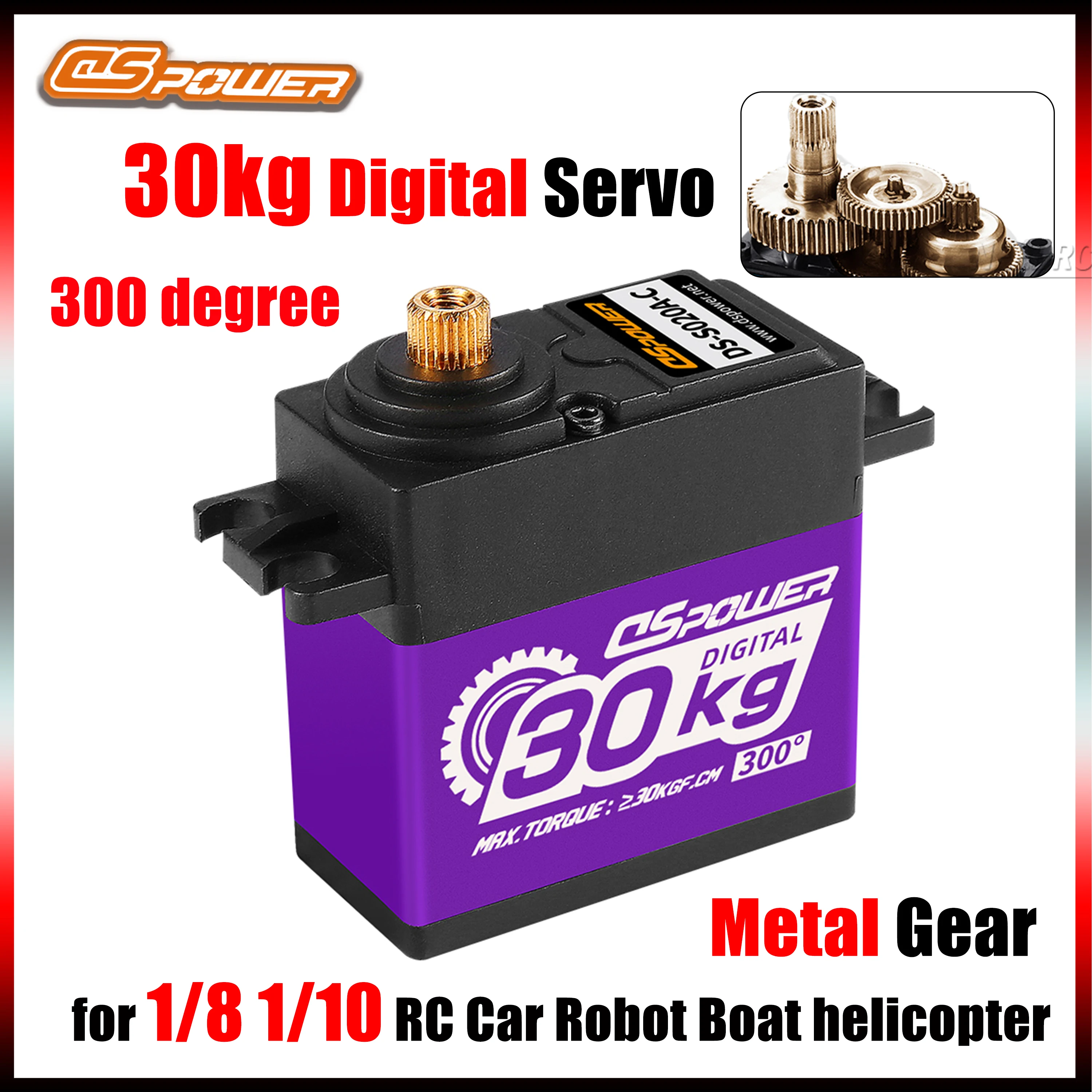 DSpower 30 كجم ميتال جير مقاوم للماء عزم دوران عالي محرك أجهزة رقمية 300 °   6.0 ~ 7.4 فولت لـ 1/8 1/10 RC سيارة روبوت قارب هليكوبتر جزء