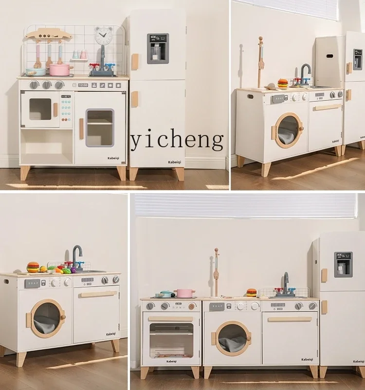 XL jouets de cuisine pour enfants maison de jeu Simulation réfrigérateur Machine à laver en bois maison de poupée de maternelle