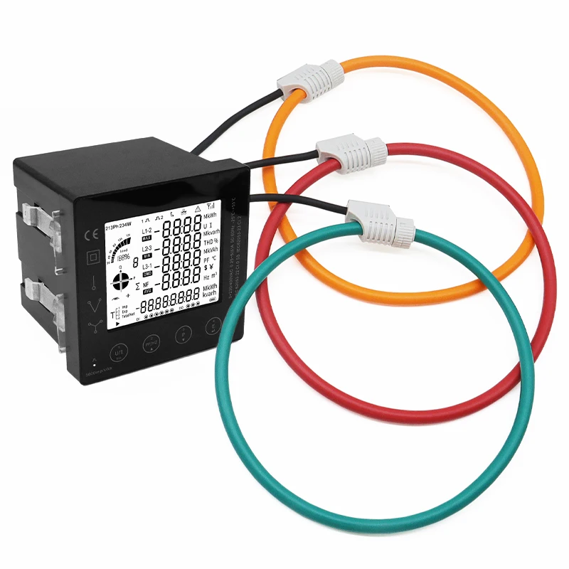 Three Phase KWH Energy Consumption Meter Panel With 3pcs Roche Coils 1KA/85MV Energy Bidirectional Meter