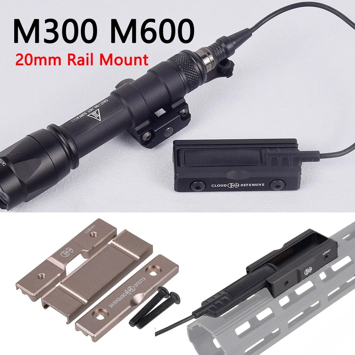 

Tactical Airsoft SF M600 M300 M600C Set Scout Light 20mm Pocket Panel Pad Switch Mlok Picatinny Rail Mount AR15 Rifle Flashlight