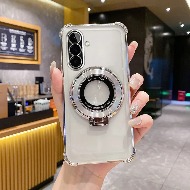 For Samsung Galaxy A57 Case Super Strong Anti-drop CD Pattern Magnetic Bracket With Lens Film Cover For Samsung A57 Funda