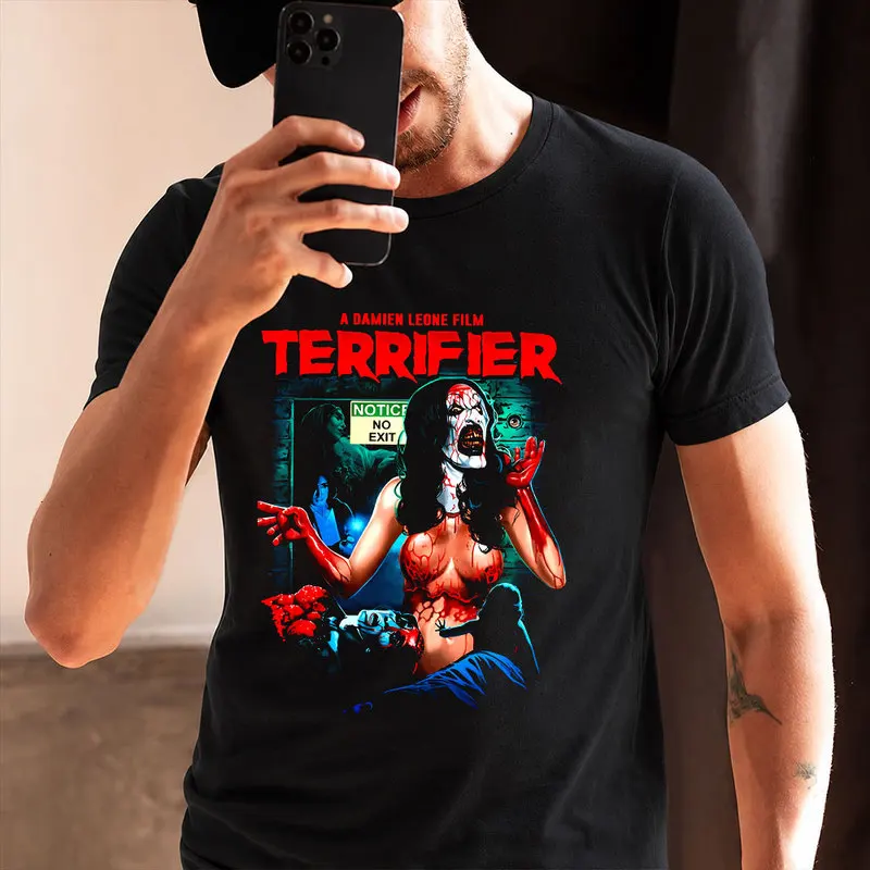 Retro Horror Movie Terrifier Art The Clown Killer Scary Halloween Gift T Shirt 0912 Short Sleeve Graphic clothes All size tops