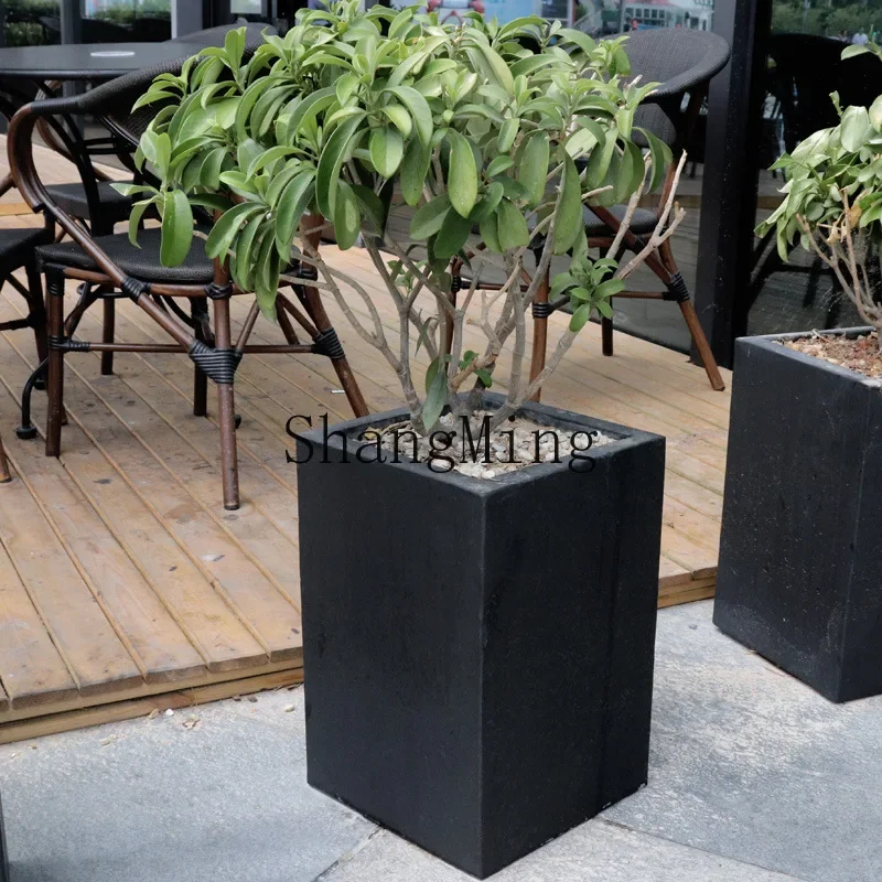 SM outdoor partition wrought iron flower box rectangular flower pot cafe outer pendulum fence long gardening planting box