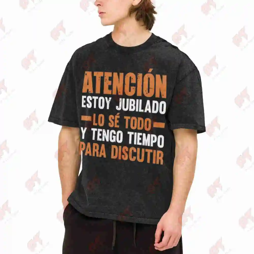 Funny Spanish Saying Bold Red Blue Vintage Washed Tee Pure Cotton T-Shirt