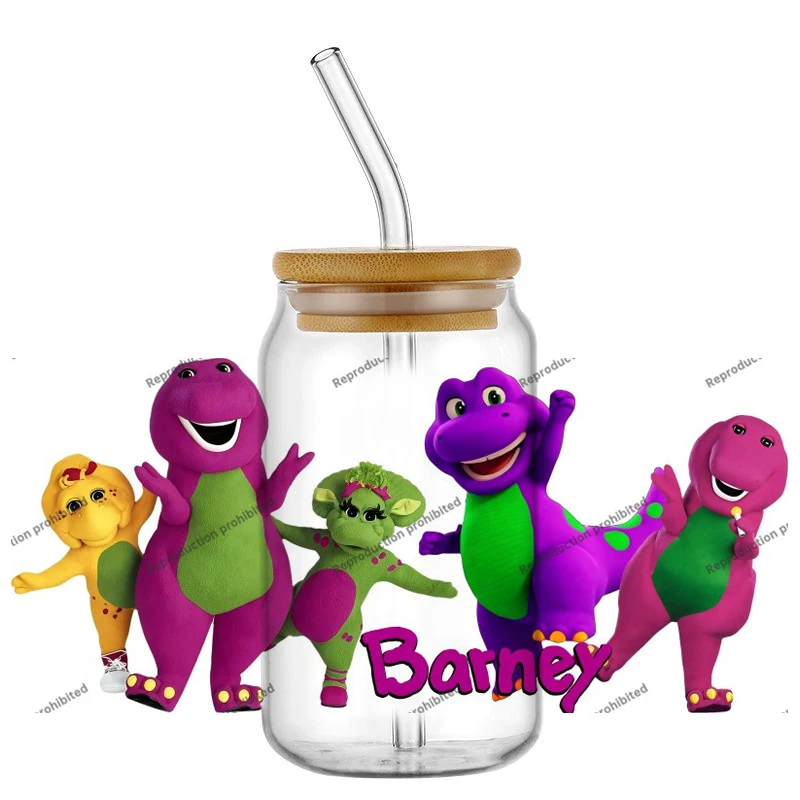 

New model Barney Friends Transfer 3D Sticker Decals for 16oz UV DTF Libbey Glass Cup Mug Coffee Car Wrap DIY