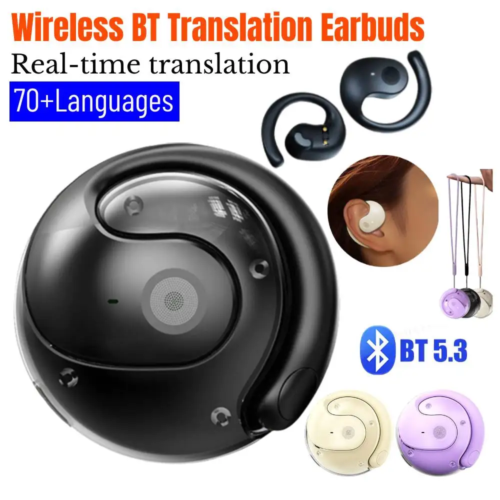 Wireless BT Language Translation Device Real-time Translation Voice Translator Earbuds Over 70 Languages for Travel Business