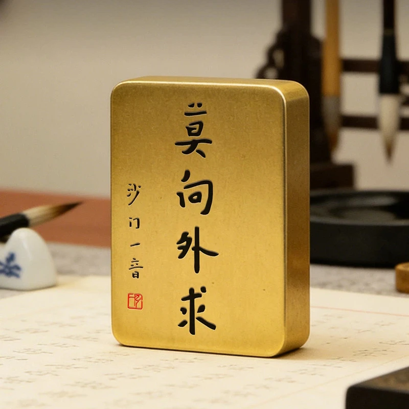 Chinese Calligraphy Paperweight Brass Desktop Ornament Calligraphy Painting Paper Press Prop Creative Cultural and Memorial Gift