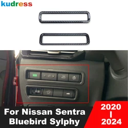 Car Head Light Lamp Switch Button Panel Cover Trim For Nissan Sentra Bluebird Sylphy 2020-2023 2024 Carbon Interior Accessories