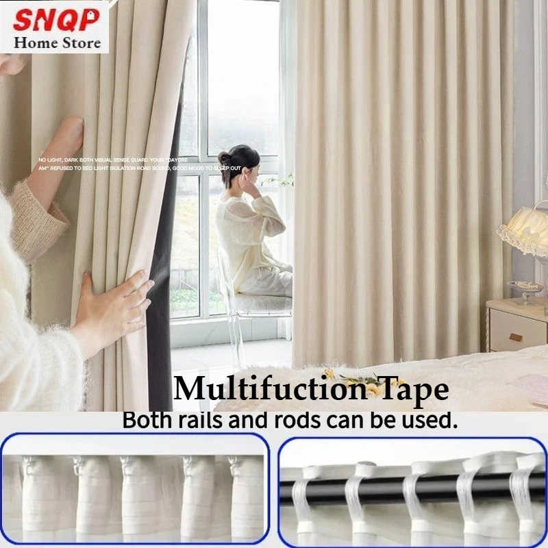 1PC or 2Pcs 100% Blackout Beige Curtains for Living Room Thermal Insulated Bedroom Waterproof Window Decor Door 창문커텐 カーテン Шторы
