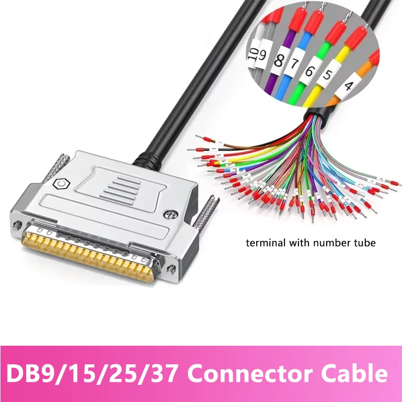 DB37 Serial Port Connector Line DB15 DB25 with Number Tube 9/15/25/37 Pin Terminal Wire DB9/25/15 Parallel Port Connecting Cord