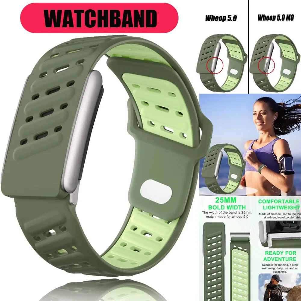 Zweifarbiges Silikonarmband für Whoop 5.0 Offizielles Komfortables Armband Handgelenkschutz Tracker für Whoop 5.0 MG Verstellbares Band