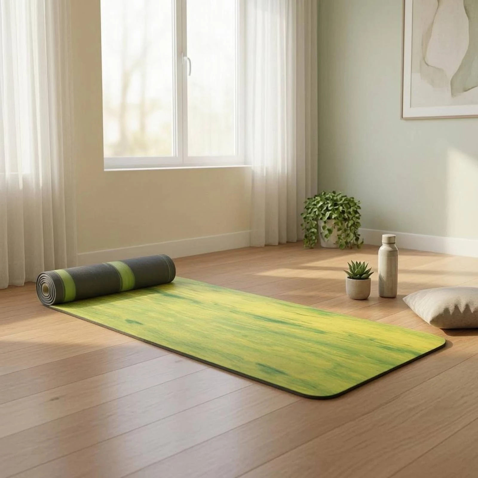Natural Rubber Exercise Mat Layered Non-Slip Exercise Mat Workout Pad Absorbent Breathable