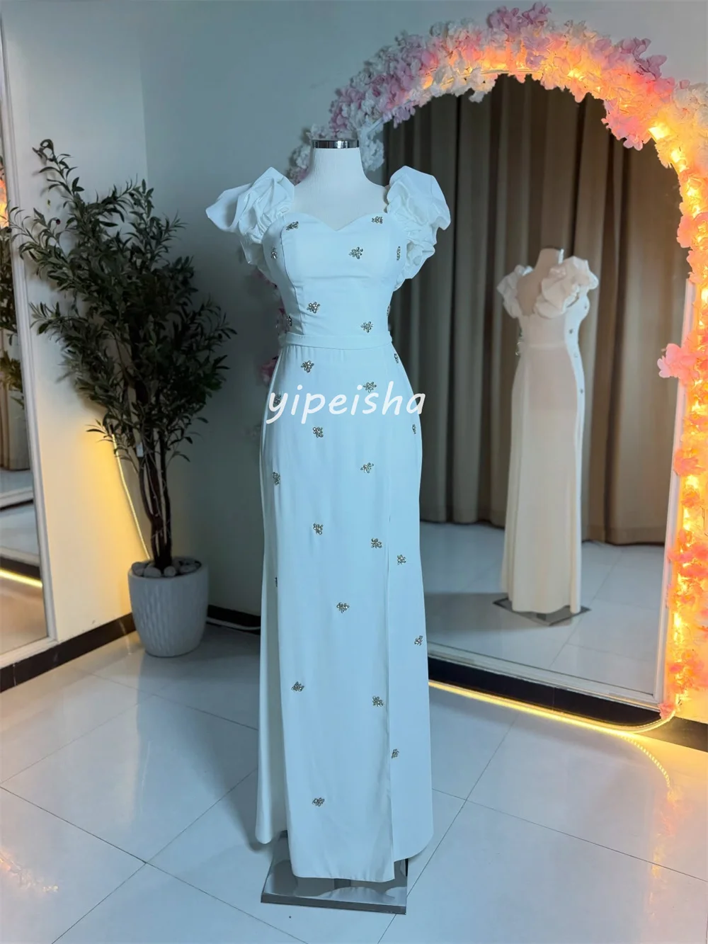 Customized Modern Style Elegant Jersey Rhinestone Pleat Straight Off-the-shoulder Long Dresses Bespoke Occasion Dresses Classic