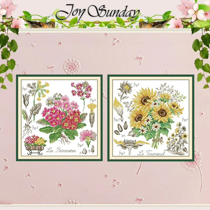 

Primrose Sunflower Patterns Counted Cross Stitch Set DIY 11CT 14CT 16CT Stamped DMC Cross-stitch Kit Embroidery Needlework
