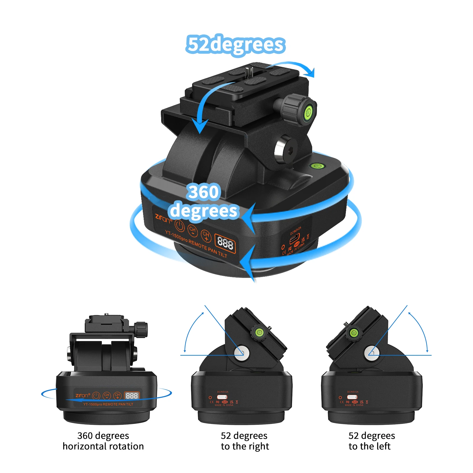 YT1500Pro Gimbal Elettrico Impermeabile a Doppio Asse Regolabile per Fotocamera con Telecomando Wireless, Movimento a Punti AB e Lunga Durata della Ba