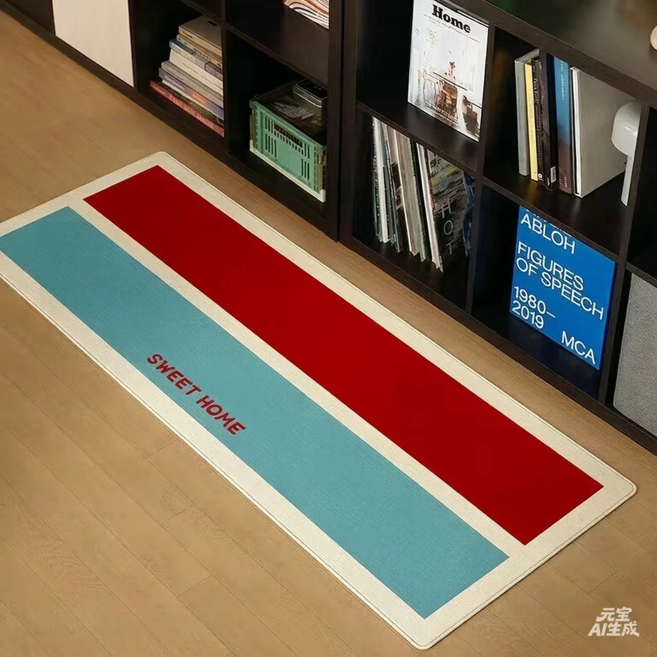 VIKAMA Blue Vintage Carpet For Living Room Sofa Coffee Table Bedroom Bedside Rug Imitation Cashmere Floor Mat Home Decoration