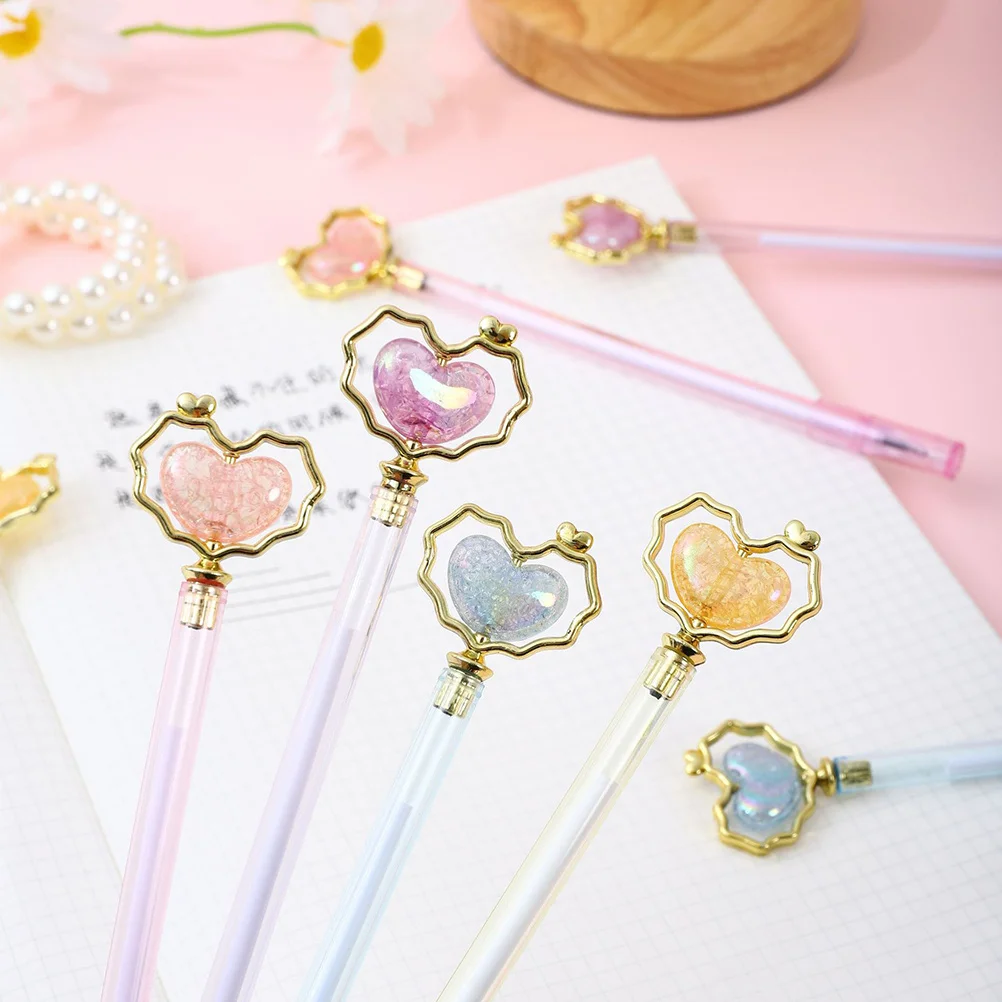 10pcs Heart Gel Cute Writing Pens For Students Girls Office Multipurpose Stationery Note Students Prize Gifts Taking Pens