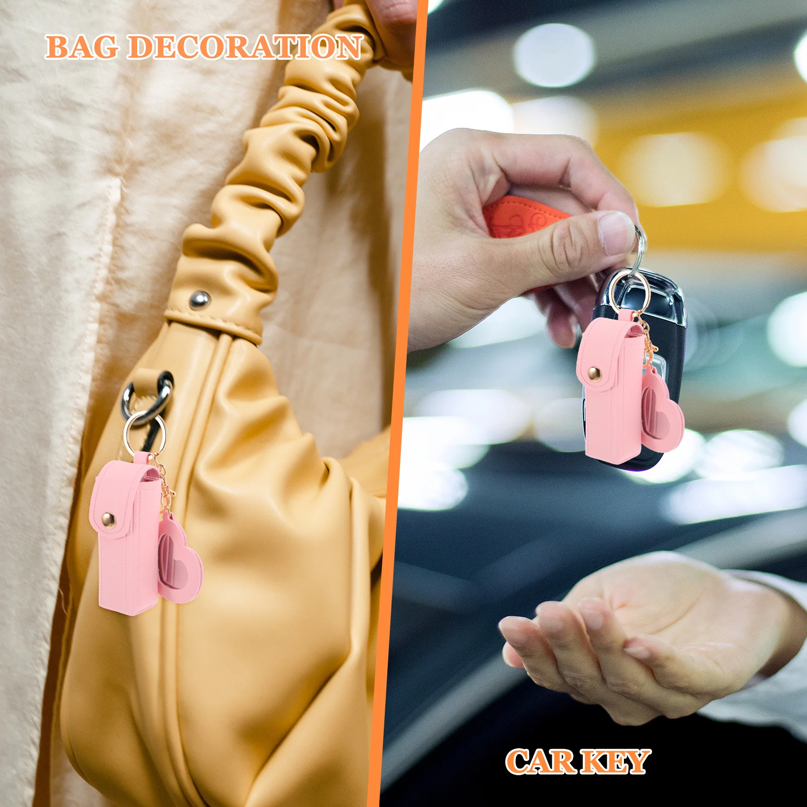 

4Pcs Lipstick Holder Keychain Travel Organizer Stylish Portable Makeup Bag Small Storage Case for Purse Handbag